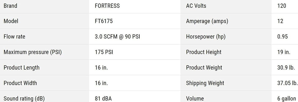6 Gallon 175 PSI Air Compressor B6688