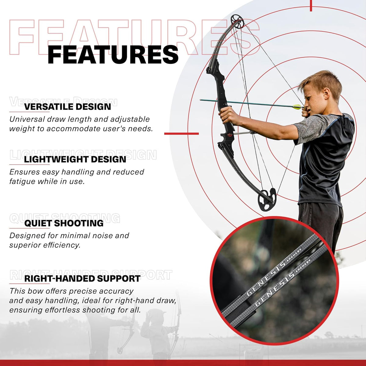 Lightweight Right Handed Compound Bow with Adjustable Draw Weight and Draw Length T2313