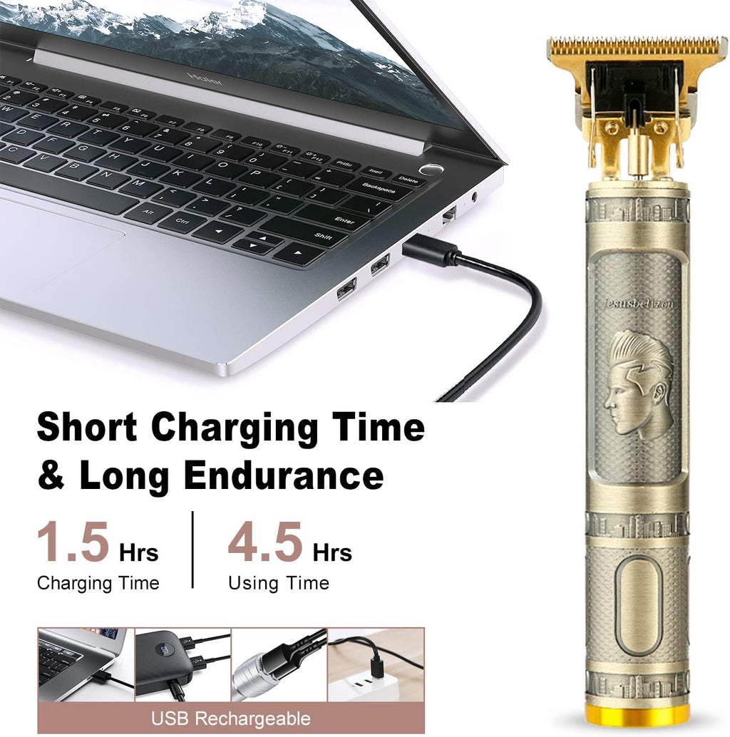 Cordless Hair & Beard Trimmer with 4 Guide Combs, Rechargeable T-Blade Hair Clippers, Bronze H82379
