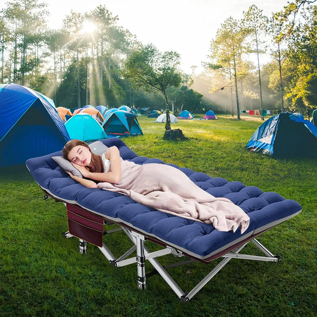Folding Cot with 3.3 Inch Mattress and Carry Bag E509772