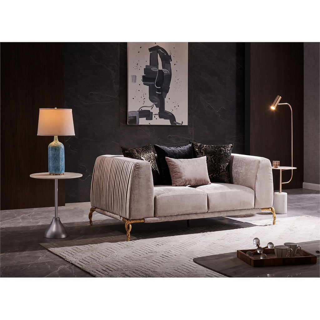 Ivory and Black Upholstered 3 PC Sofa Set S431