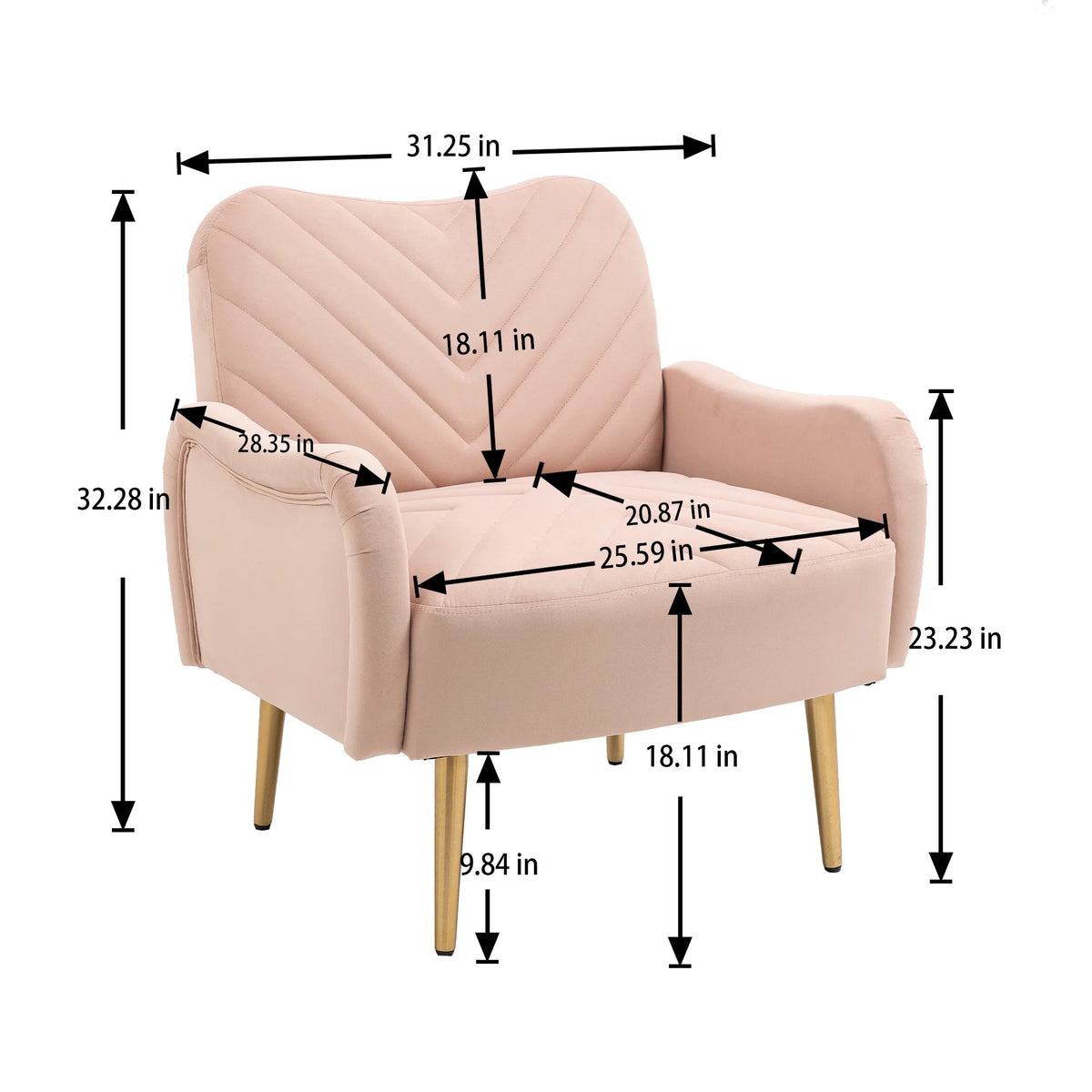 Velvet Single Sofa Chair with Rose Golden Metal Legs X6932
