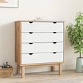 Brown&White Solid Wood Pine Drawer Cabinet W461095