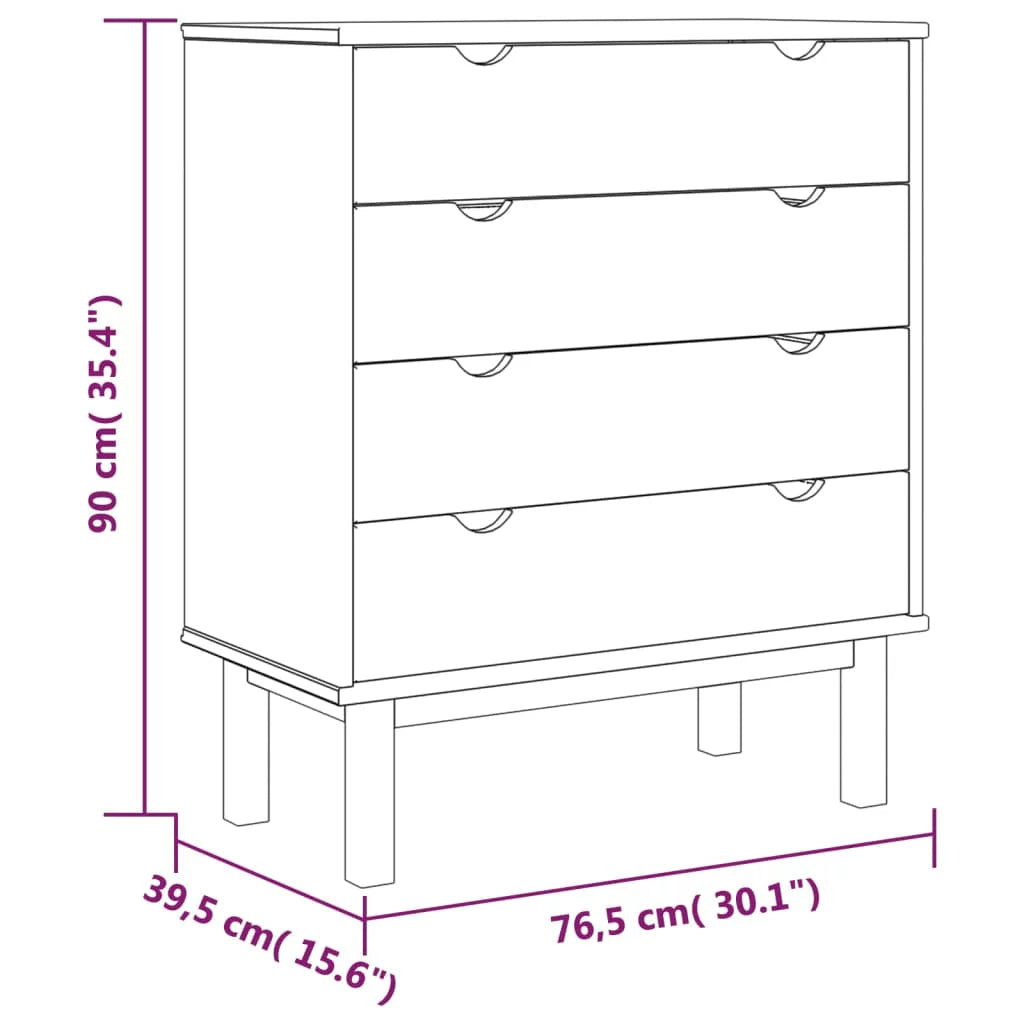 Brown&White Solid Wood Pine Drawer Cabinet W461095