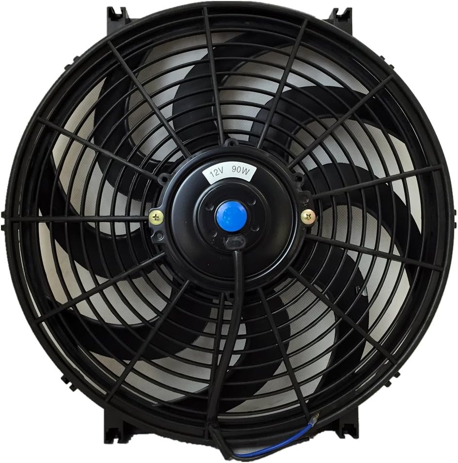 12V Slim Electric Cooling Radiator Fan with Fan Mounting Kit (14 Inch, Black) Pack of 2 F788