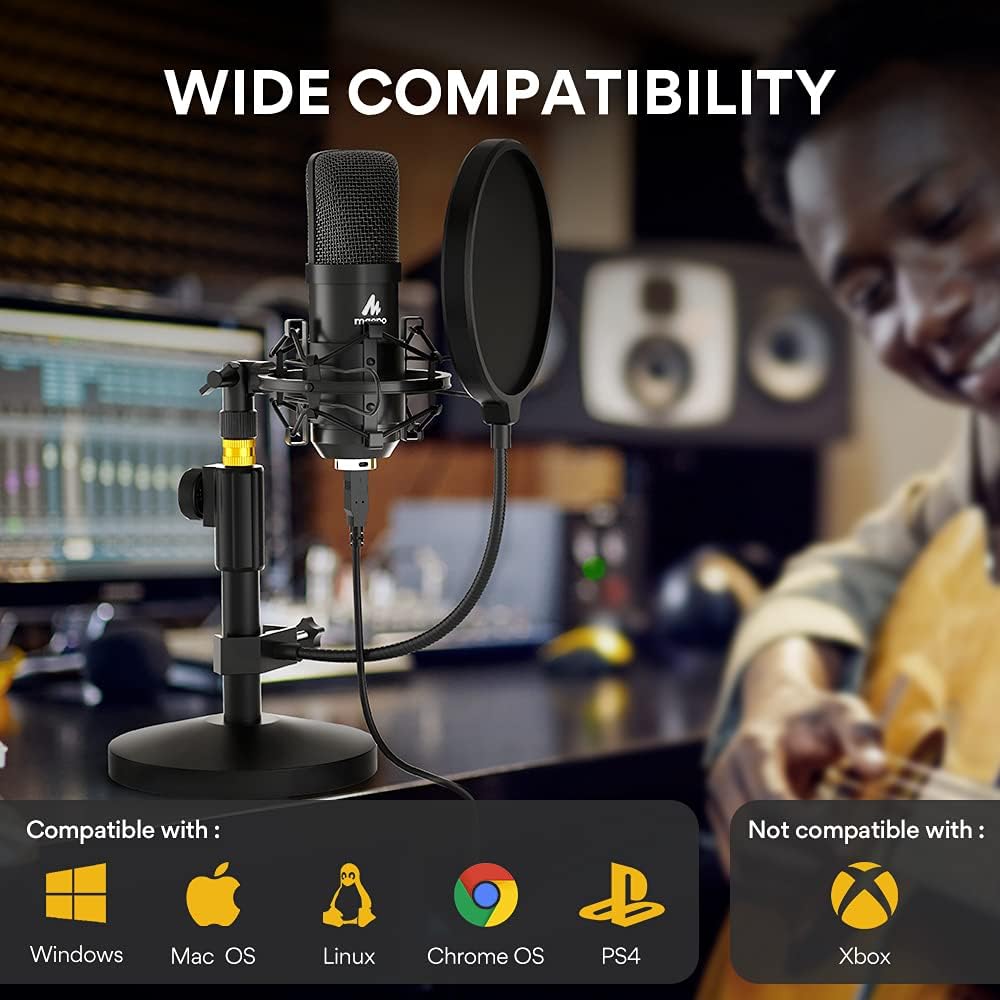 USB Condenser Microphone Kit 192KHZ/24BIT Cardioid Plug & Play, Pack of 2 C782708