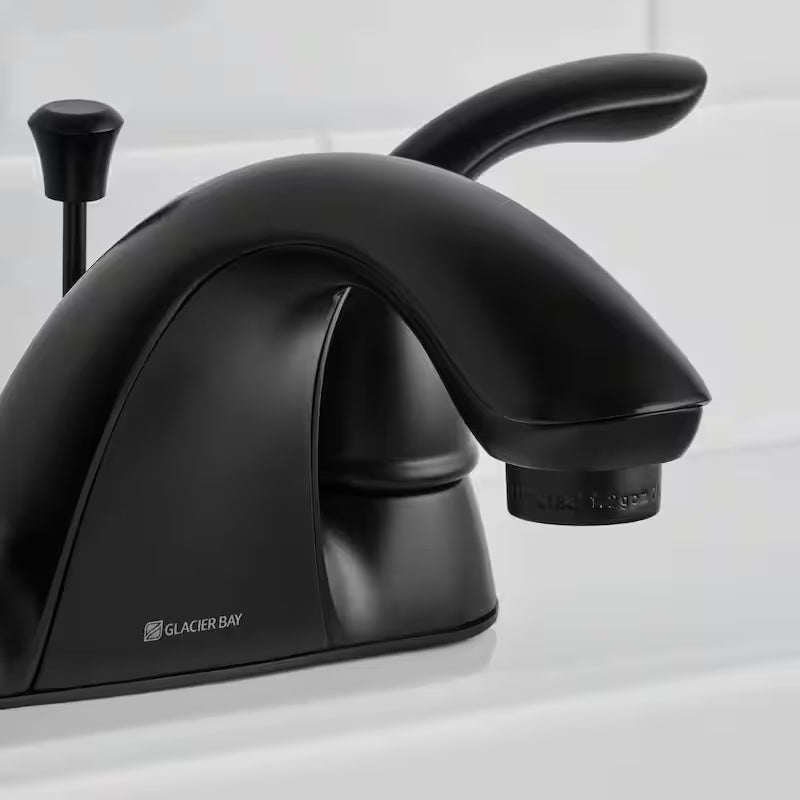 4 in. Centerset Double-Handle Bathroom Faucet in Matte Black K98767