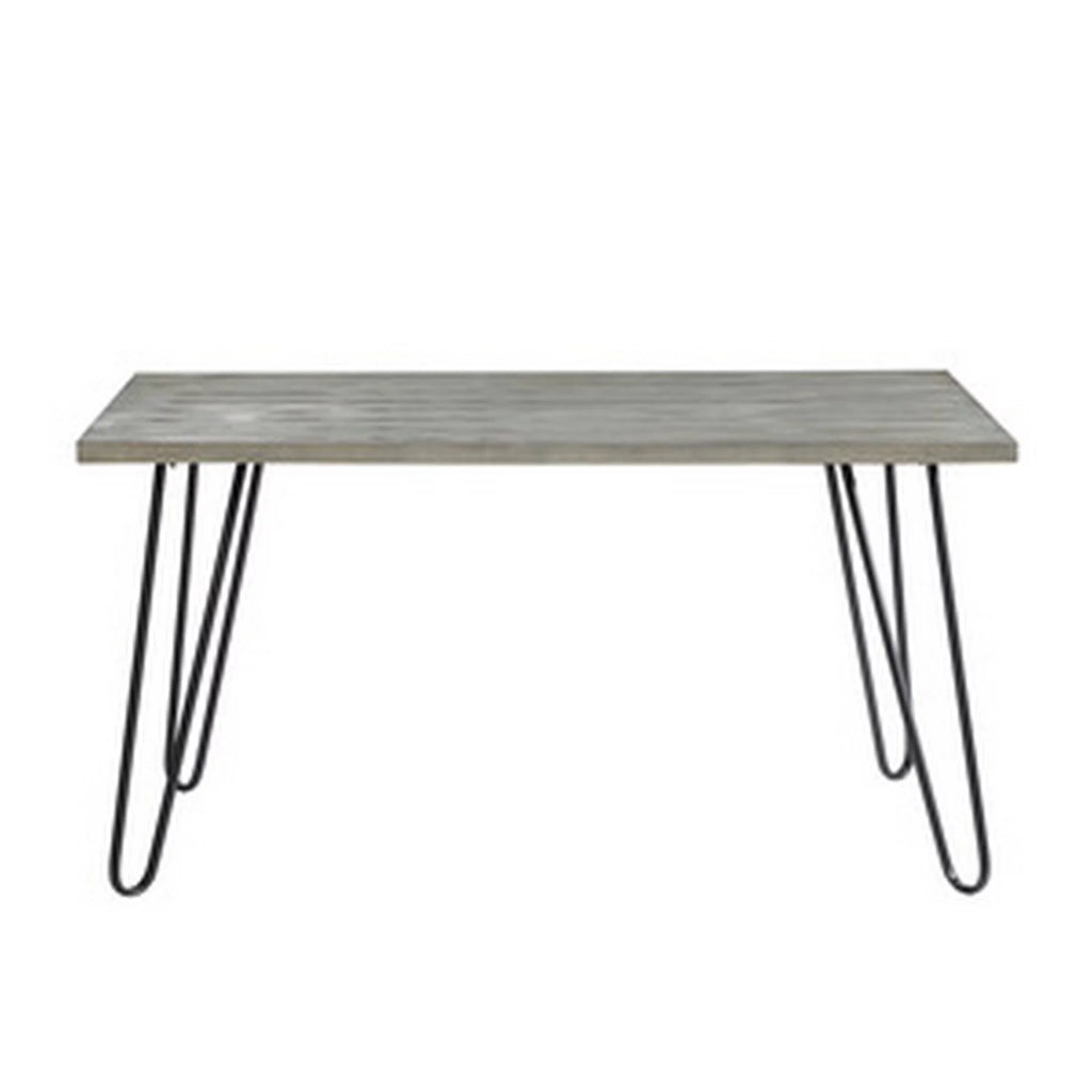 60 Inch Dining Table, 4 Seater, Metal Hairpin Legs, Gray M68543