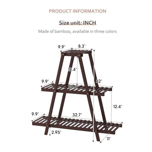 3 Tier 8 Potted Bamboo Plant Stand Q711