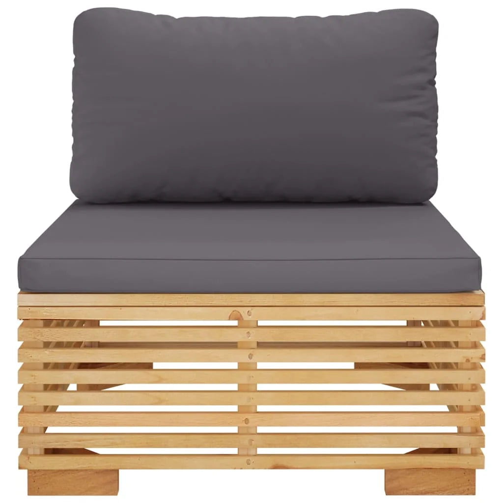 Patio Sofa with Dark Gray Cushions Solid Wood Teak Z47467