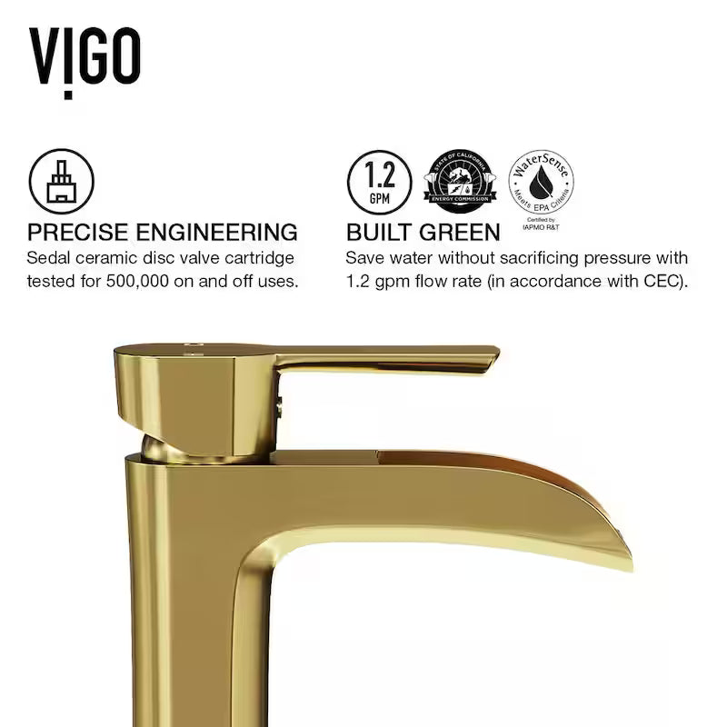 Single Handle Bathroom Vessel Faucet Matte Brushed Gold R4442