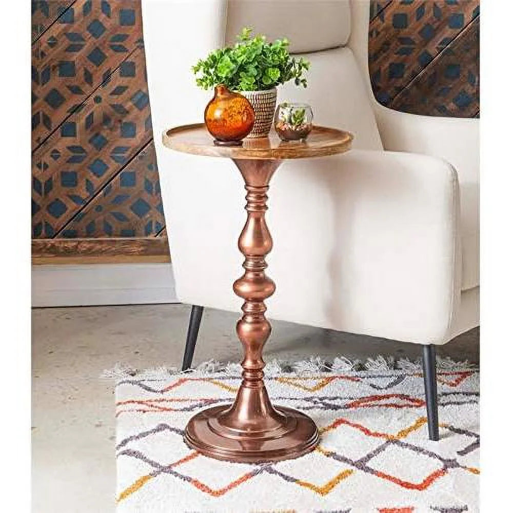 Wood And Aluminum Side Table H69571