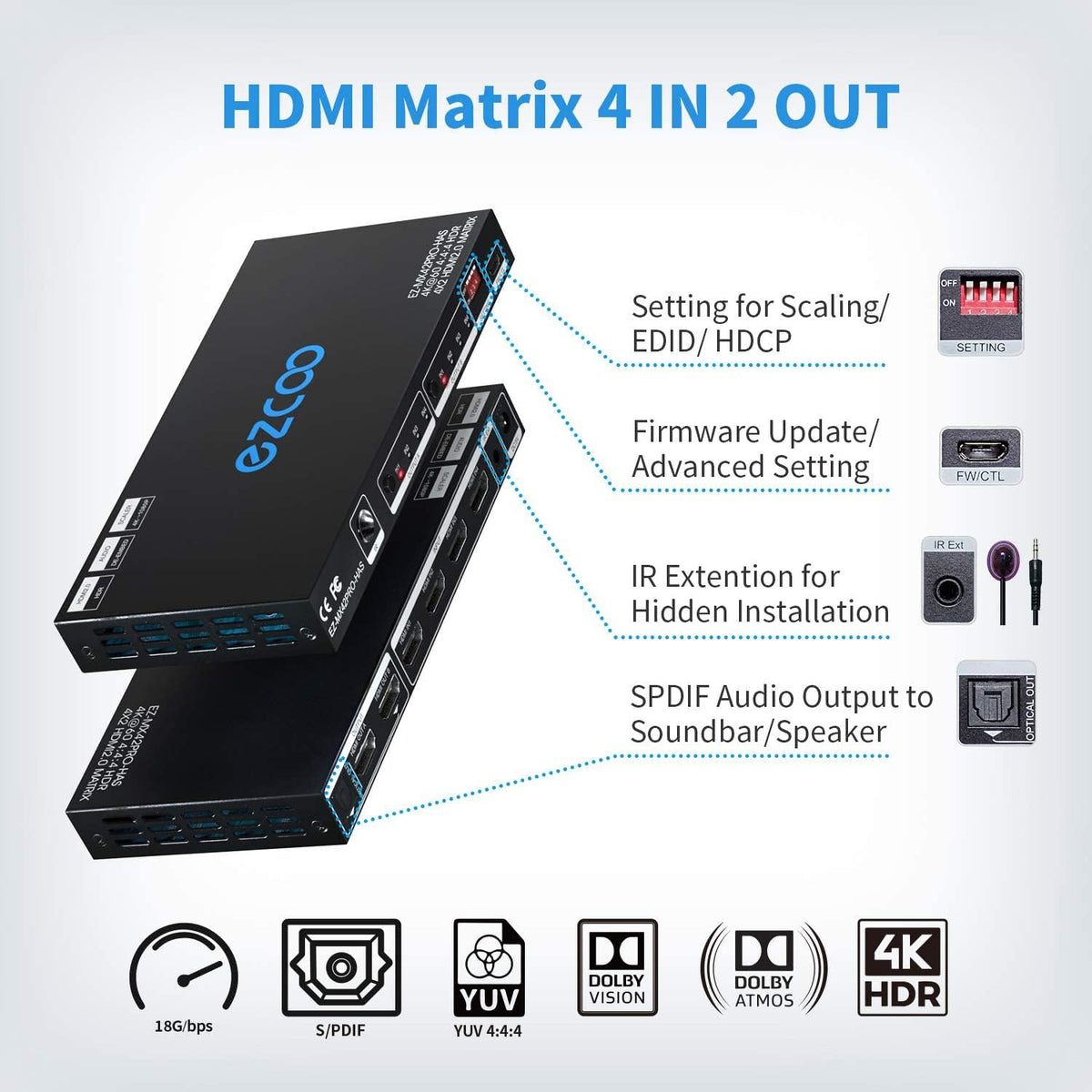 4 In 2 Out 4K 60Hz HDMI Matrix Q47208