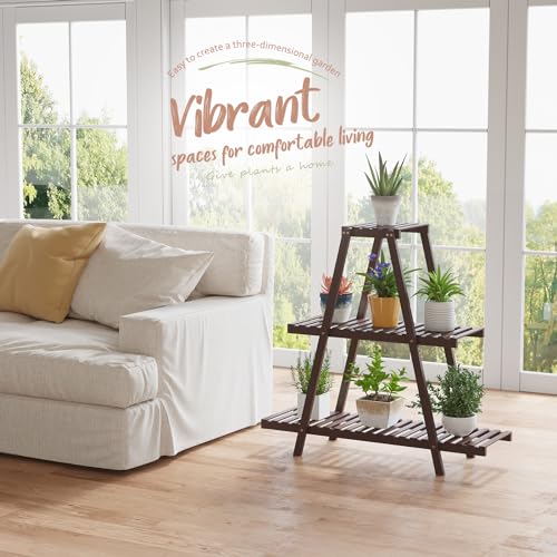 3 Tier 8 Potted Bamboo Plant Stand Q711