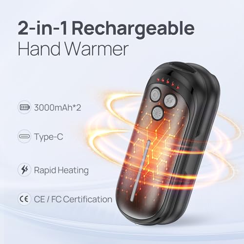 Rechargeable Hand Warmers 2 Pack, 6000mAh Electric Hand Warmer L18926