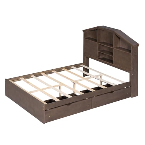 Grey Twin Size Solid Wood Canopy Daybed with 3 Storage Drawers V84857