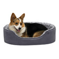 Two-Tone Fur & Suede Oval Dog Bed W12810