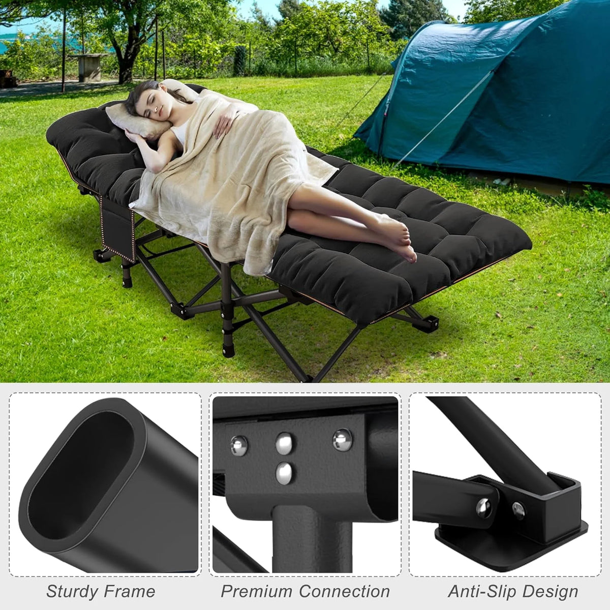 Folding Cot with 3.3 Inch Mattress and Carry Bag E509772