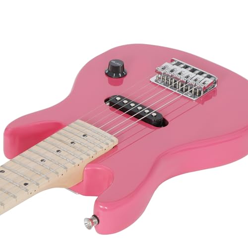 30 Inch Solid Wood Body Black Electric Guitar Starter Kit with 5W Amplifier K47786