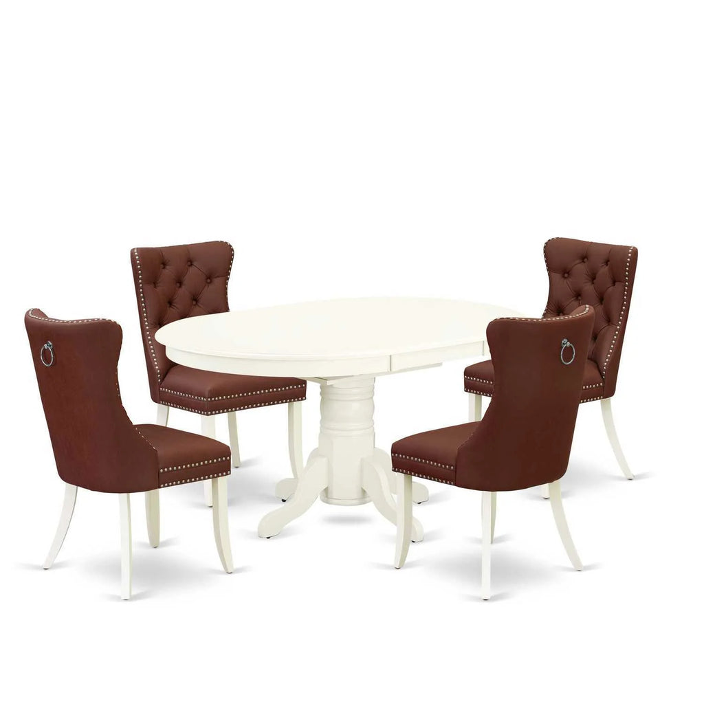 5 Piece Oval Dining Table and 4 Upholstered Chairs C584427