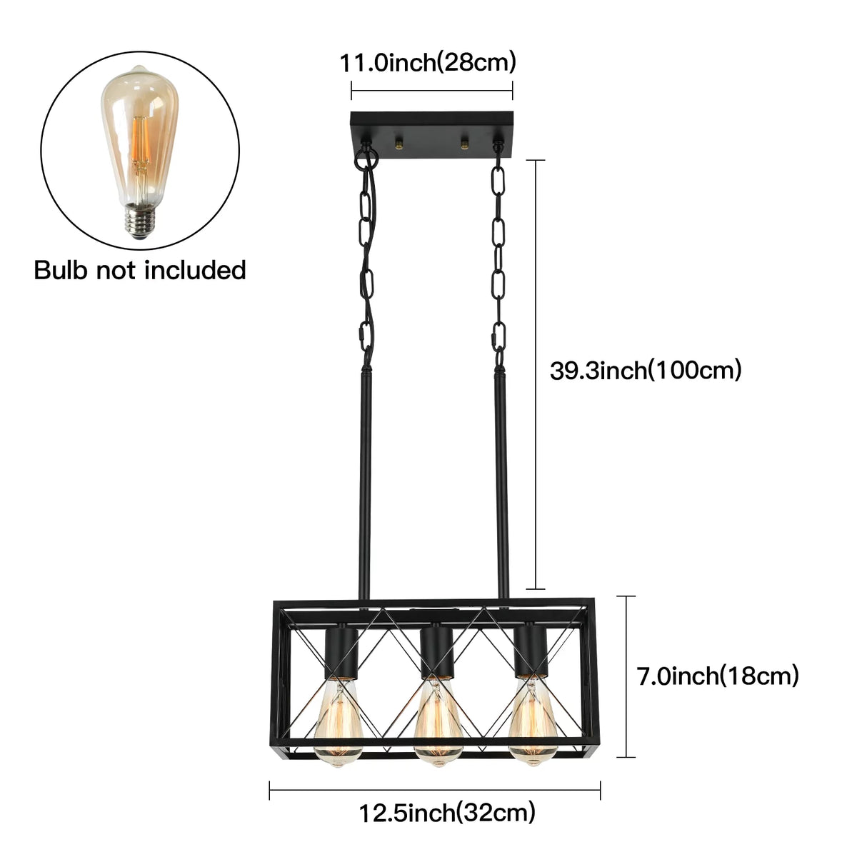 3 Light Farmhouse Linear Chandelier V98419