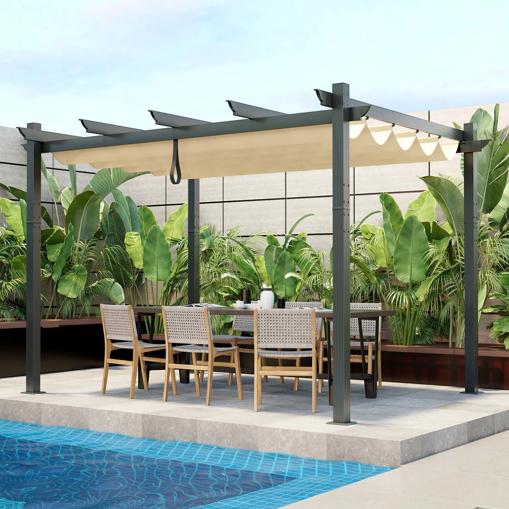 10x12ft Aluminum Retractable Pergola Canopy Shelter V2336