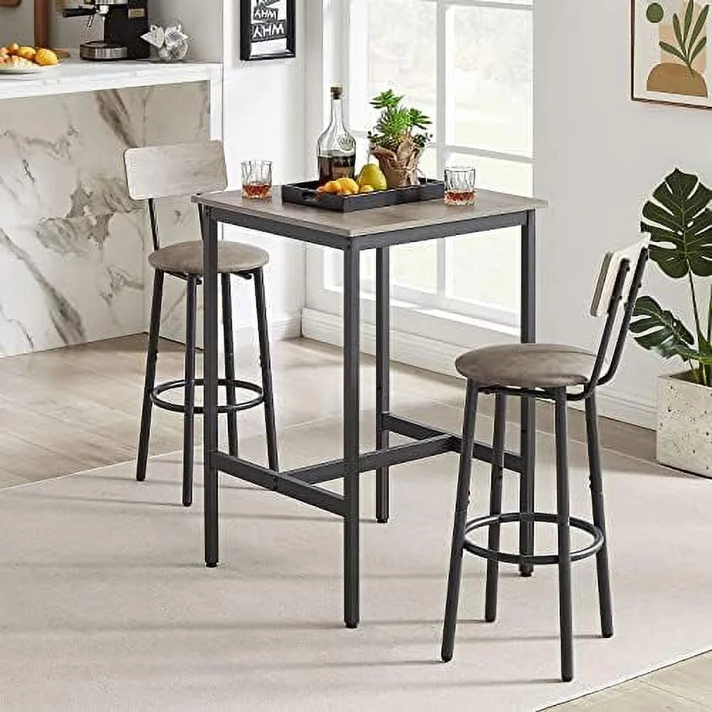 3 Pieces Wooden Pub Bistro Table and Chairs Set O335880