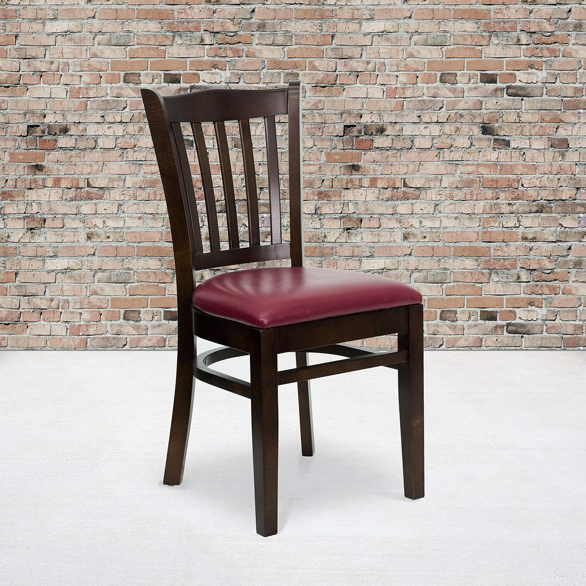 Vertical Slat Back Mahogany Wood Restaurant Chair X43630