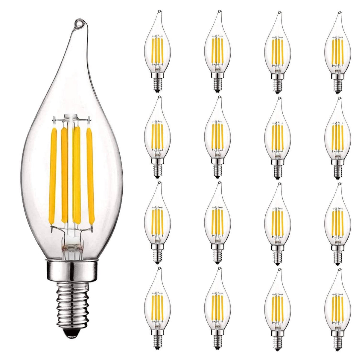 16 Pack Dimmable 5W LED Candelabra Bulbs E12 Base F45529