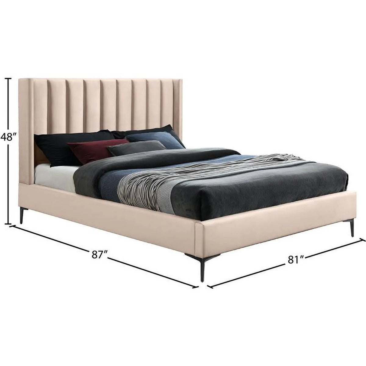 Pink Velvet King Bed F477414