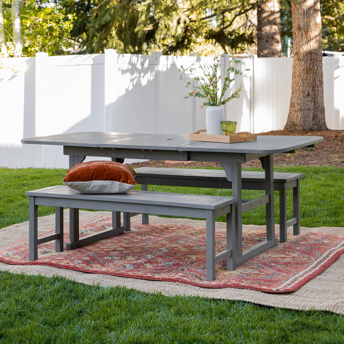 Dark Brown Acacia 3-Piece Patio Dining Set Y84949