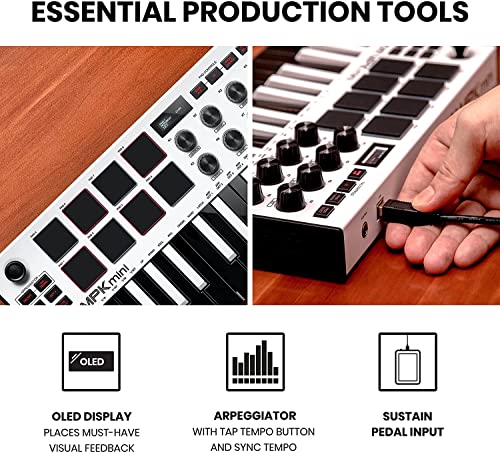 White MIDI Keyboard Controller with Sustain Pedal O75653