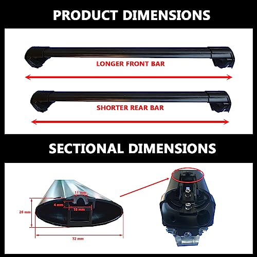 Black Lockable Roof Rack Crossbars H92423
