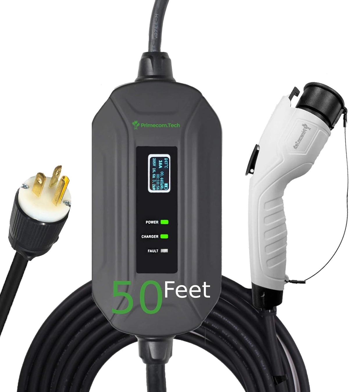 Portable Level 2 Electric Vehicle Charger, 16Amp, 50 Feet V26481