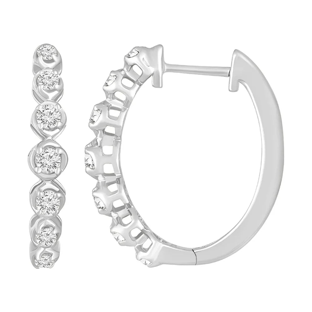 Sterling Silver Lab Grown Diamond Hoop Earrings F747