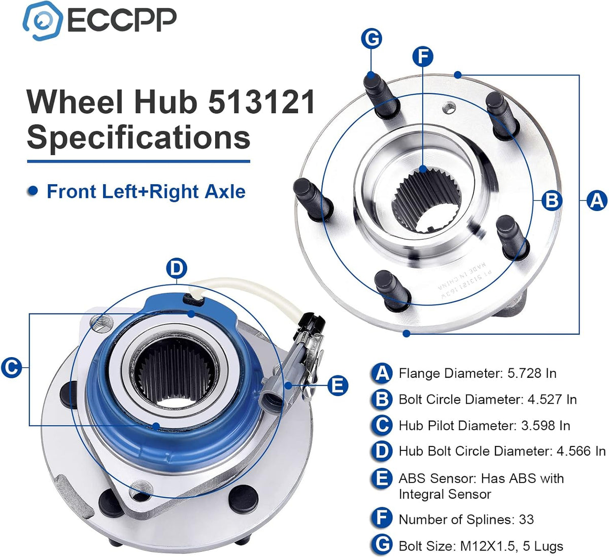 2 Front Wheel Hub Bearing Assembly W5130