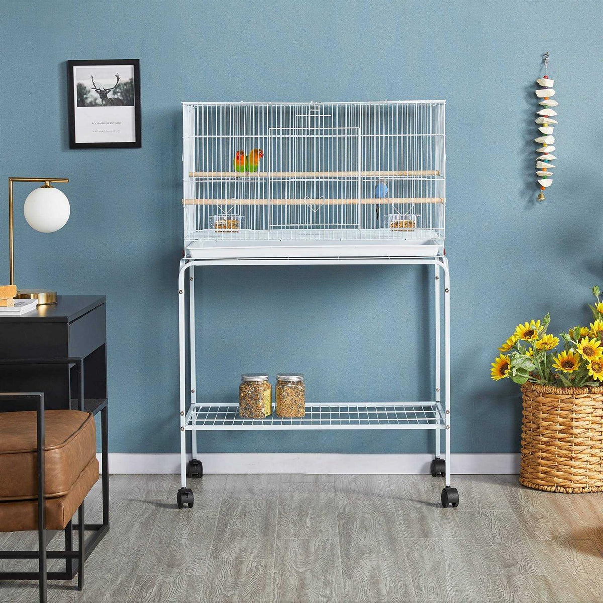 47 Bird Cage with Slide-Out Tray and Rolling Stand Q116