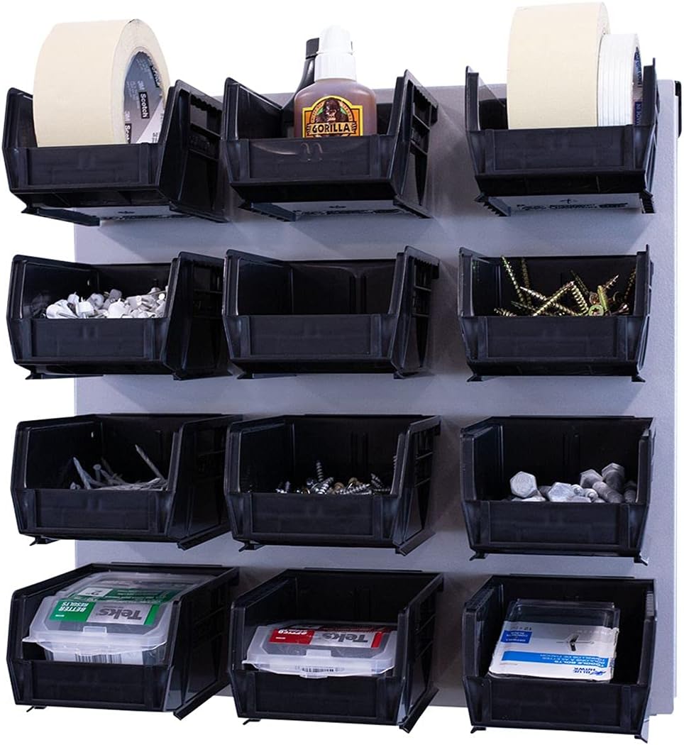 Wall Mounted 16" x 16" Metal Bin Storage System, Pack of 2 L742