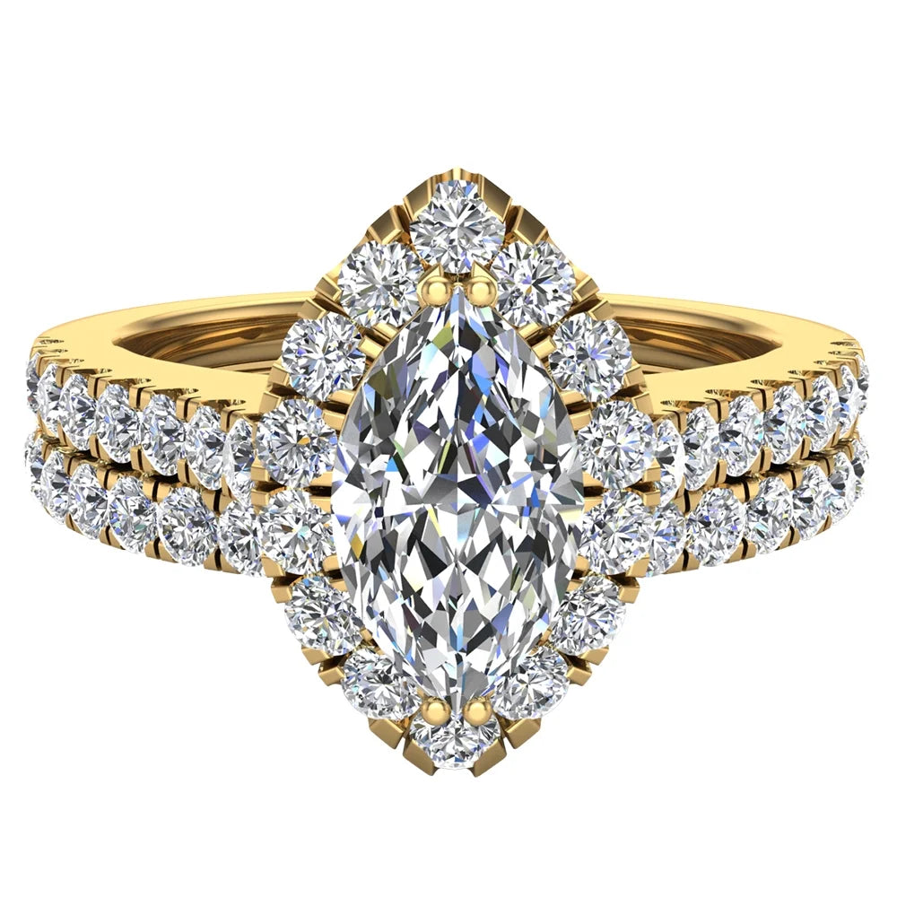 14K Gold Diamond Wedding Ring Set 1.25 CT J784477