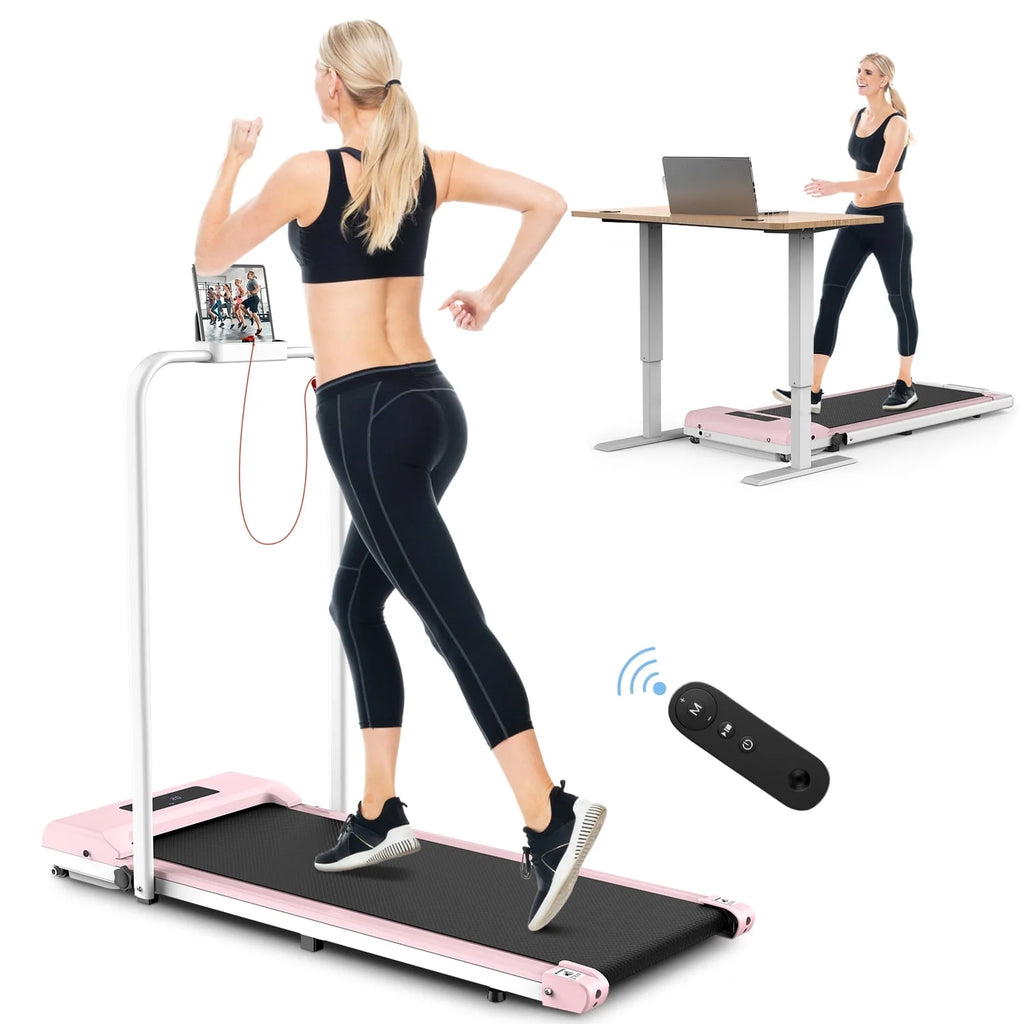 2 in 1 Folding Treadmill 265 lbs Gray Y4115