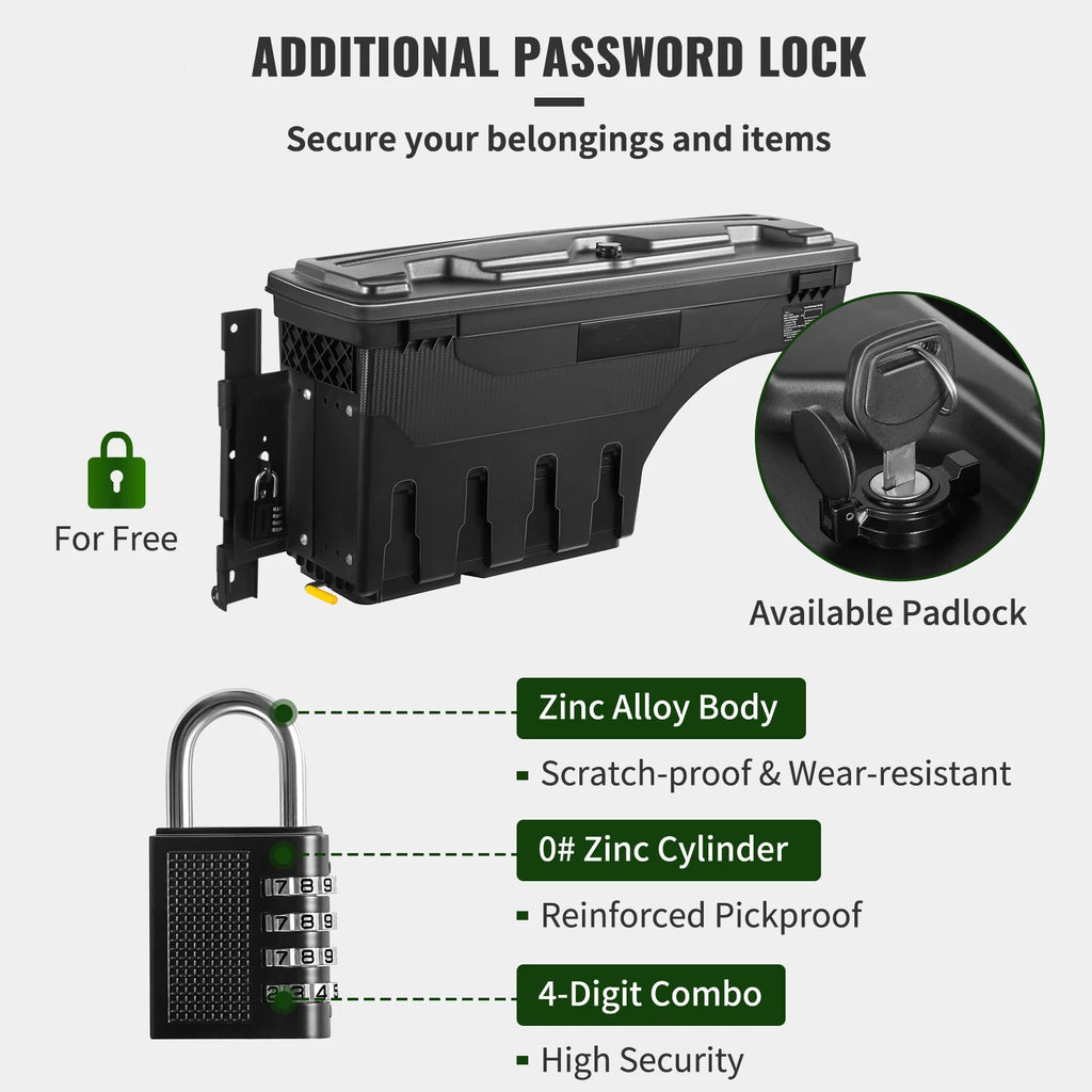 Truck Bed Storage Box Lockable Pivot Z10013