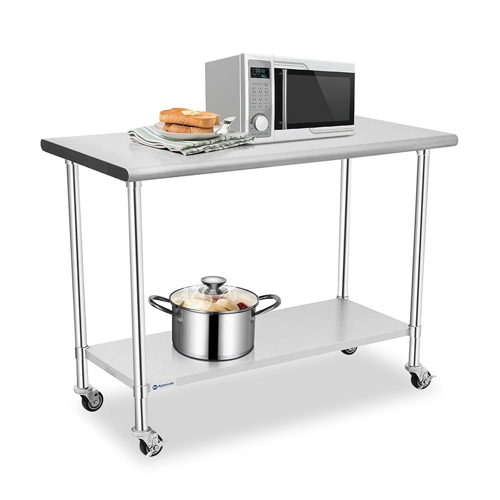 Stainless Steel Prep & Work Table with Caster Backsplash and Adjustable Undershelf D40653