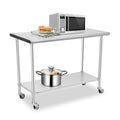 Stainless Steel Prep & Work Table with Caster Backsplash and Adjustable Undershelf D40653