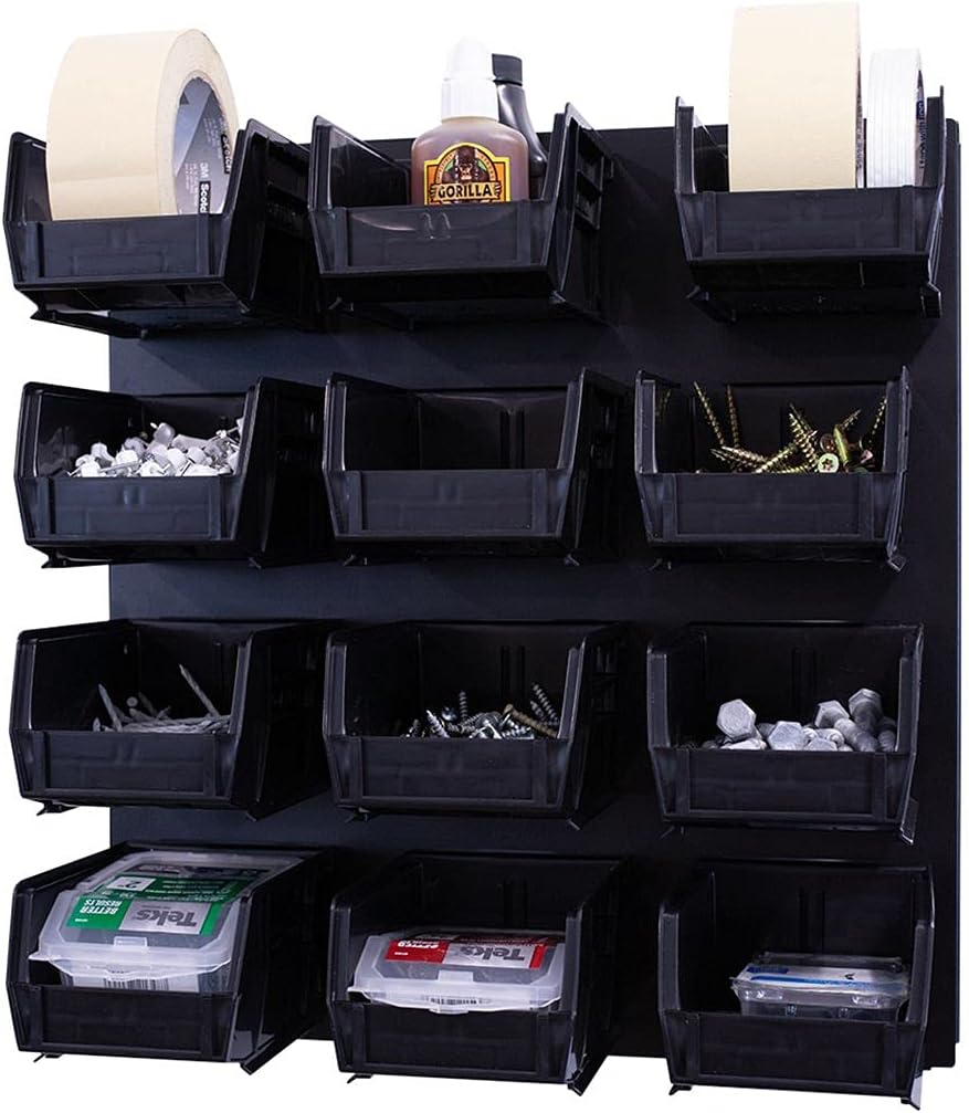 Wall Mounted 16" x 16" Metal Bin Storage System, Pack of 2 L742