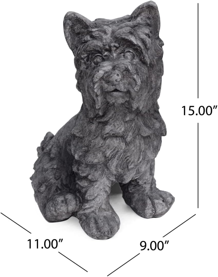 Antique Gray Finish Outdoor Dog Garden Statue K193