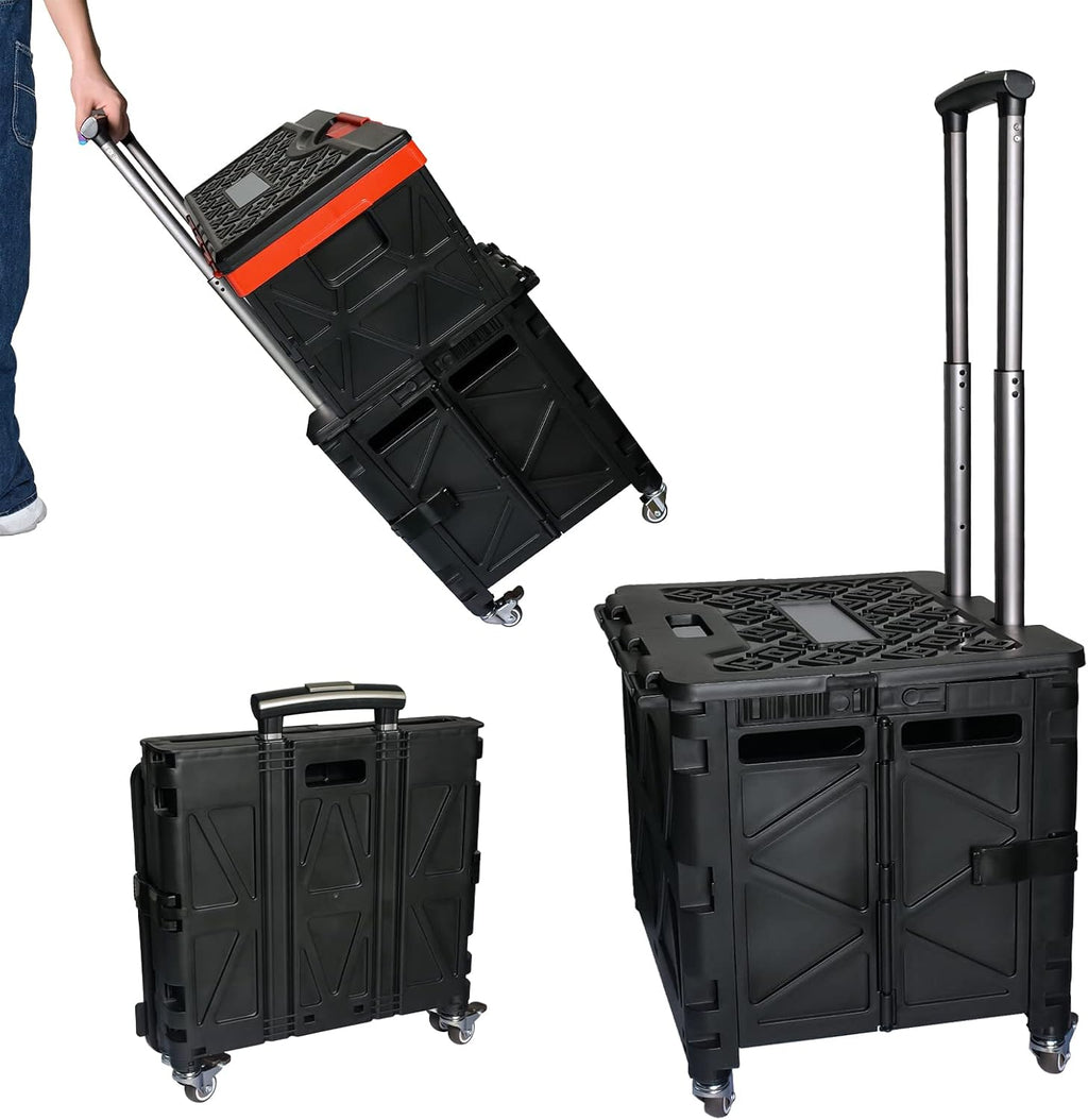 Black Foldable Utility Cart with Wheels N676