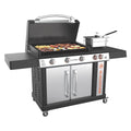 28 Inch 3 Burner Propane Griddle Cooking Station with Cabinets O95232