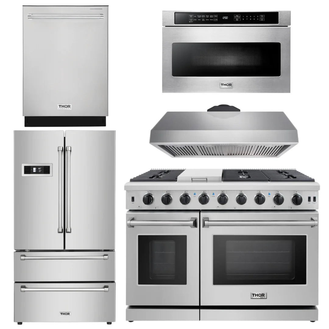 48 Gas Range, Range Hood, Dishwasher, Refrigerator, Microwave O93414