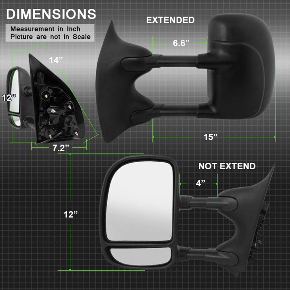 Telescoping Power Heat Side Towing Mirror Driver Passenger For Ford F250 F550 SuperDuty Excursion G74482