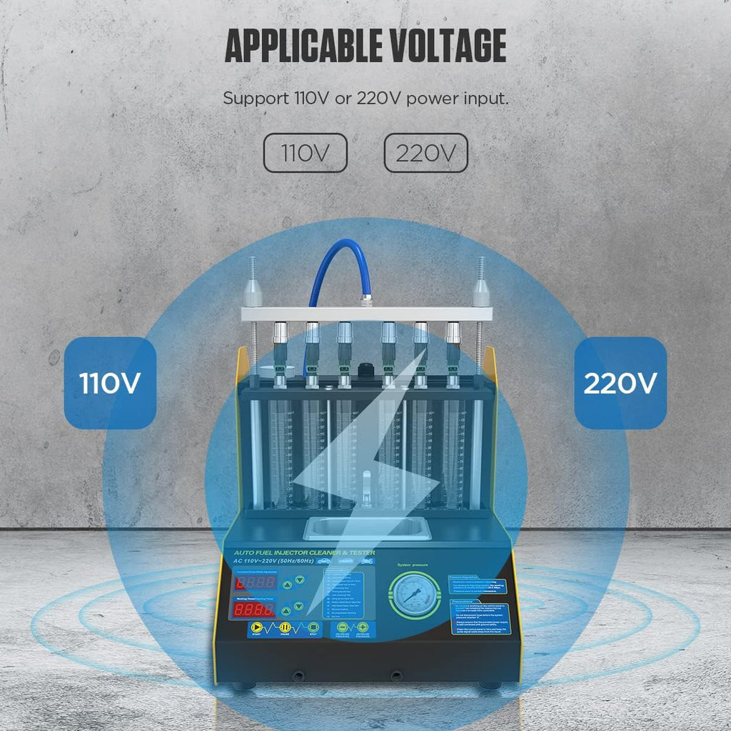 6 Cylinder Ultrasonic Fuel Injector Cleaner and Tester 110V/220V K5706